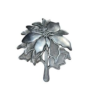 1984 TELEFLORA Cast Aluminum Hot Plate POINSETTIA TRIVET Christmas Flower Metal